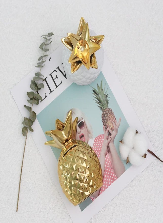 Soddeph Ceramic Pineapple Piggy Bank, Decorative Home Décor, 5.3 x 3.4 Inch, Ideal Kid's Birthday Gift (Gold) - Image 5